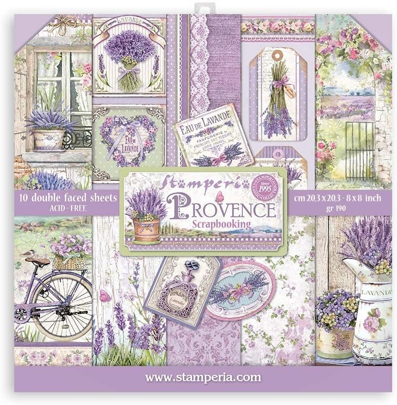 STAMPERIA INTER, KFT PAD de papel 8X8 10PK, Provenza, 10 diseños1 cada uno