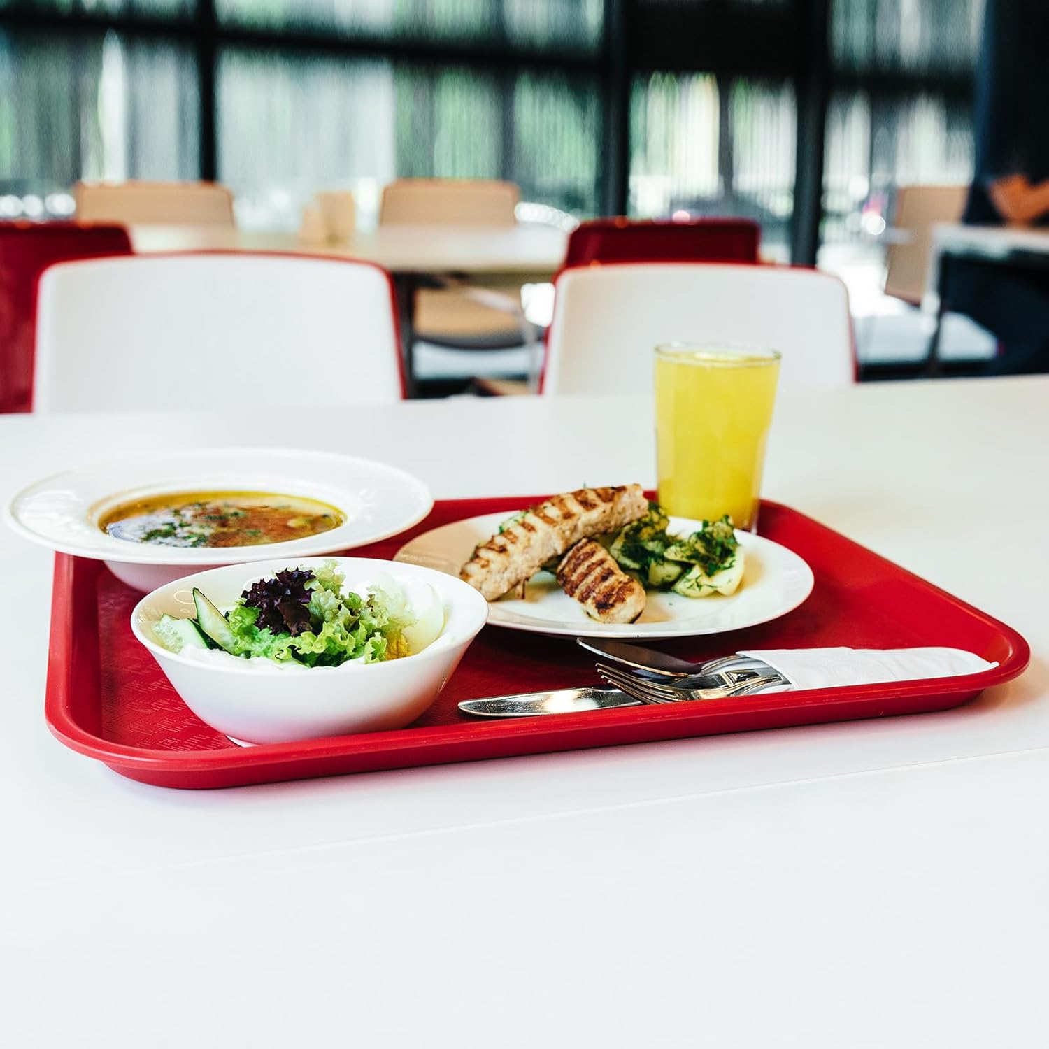 uxcell Bandejas de plástico de comida rápida a granel de 12 x 16 pulgadas, bandejas rectangulares para servir, bandejas para cafetería, platos para