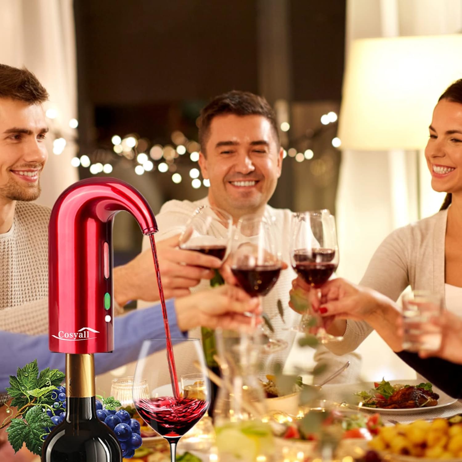 Decantador eléctrico portátil recargable por USB, dispensador de vino automático de un botón, oxigenación rápida del vino tinto, rojo