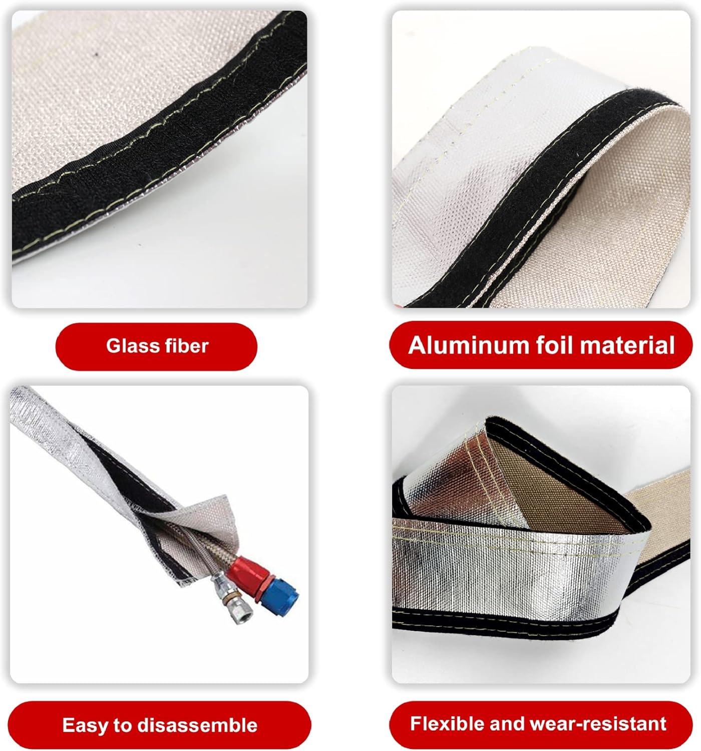 Funda de calor aluminizada para protección contra el calor, línea de combustible, cable de calor para la máxima protección contra el calor,