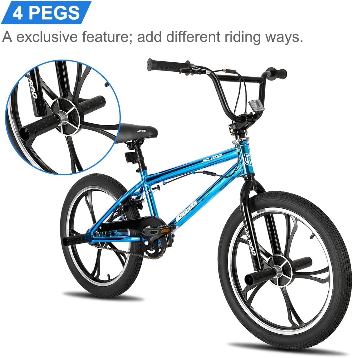 Hiland – Bicicleta BMX para niños y niñas de 5 a 12 años, rotor de 360 grados, 4 clavijas de una sola velocidad, varios colores