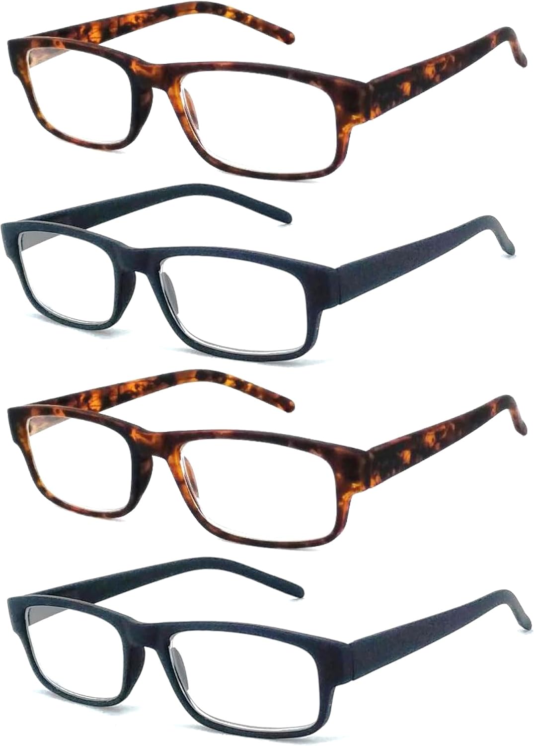 Paquete de 4 lentes de lectura para computadora con acabado mate para hombre, bloqueo de luz azul, resistentes a los arañazos (clásico mate, 0.0)