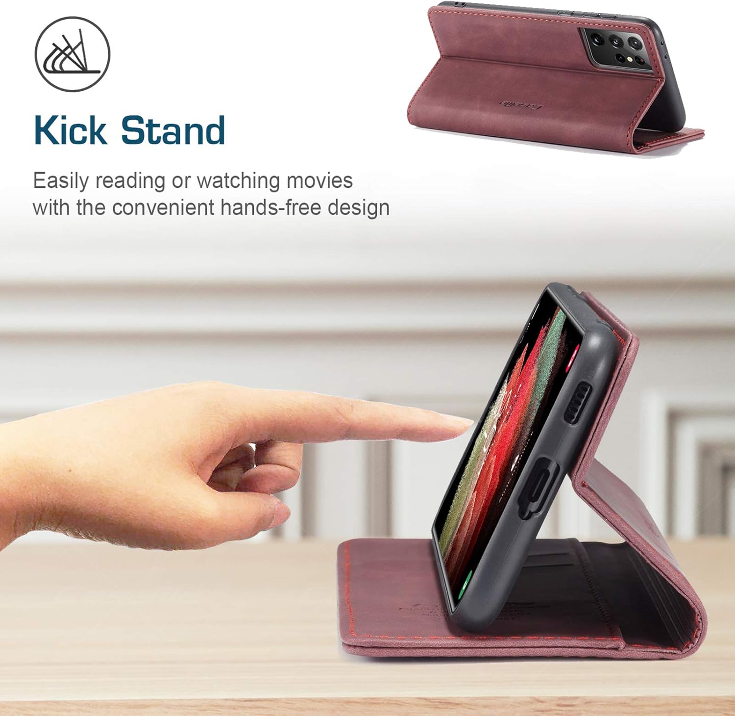 QLTYPRI Para Samsung Galaxy S22 Funda Vintage PU Cuero Billetera Funda TPU Bumper Tarjetas Ranuras Manos Libres Kickstand Cierre Magnético A Prueba