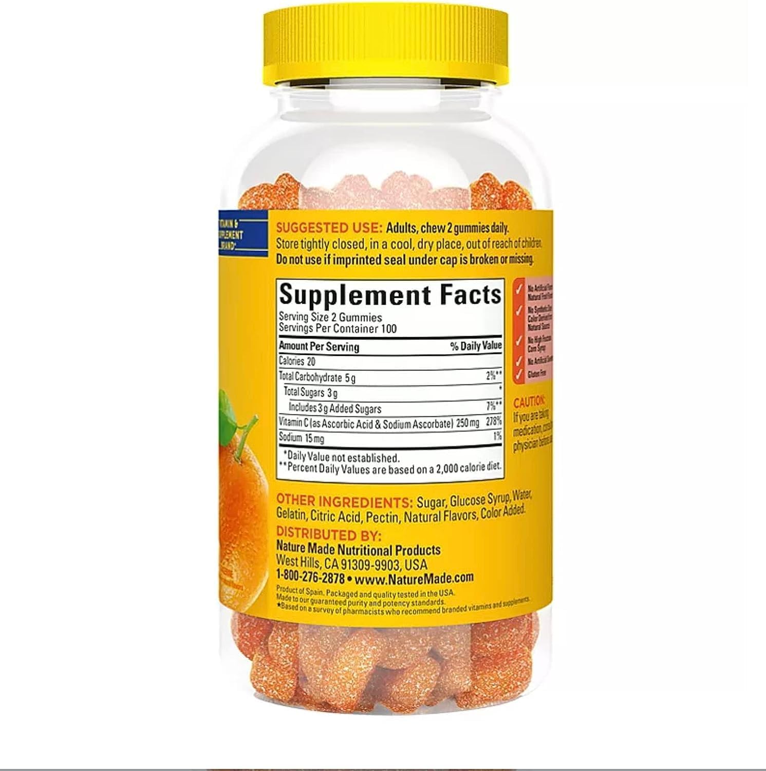 Nature Made – Gomitas para adultos, suplemento dietético de vitamina C de 200 CT + Better Guide Los suplementos de vitaminas no se pueden vender por