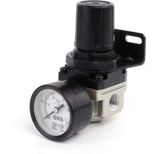 SNS Regulador de presión de aire Rosca hembra 18 NPT 0-150 PSI ajustable, soporte, con manómetro AR2000-N01 SNS Regulador de presión de aire Rosca hembra 18 NPT 0-150 PSI ajustable, soporte, con manómetro AR2000-N01