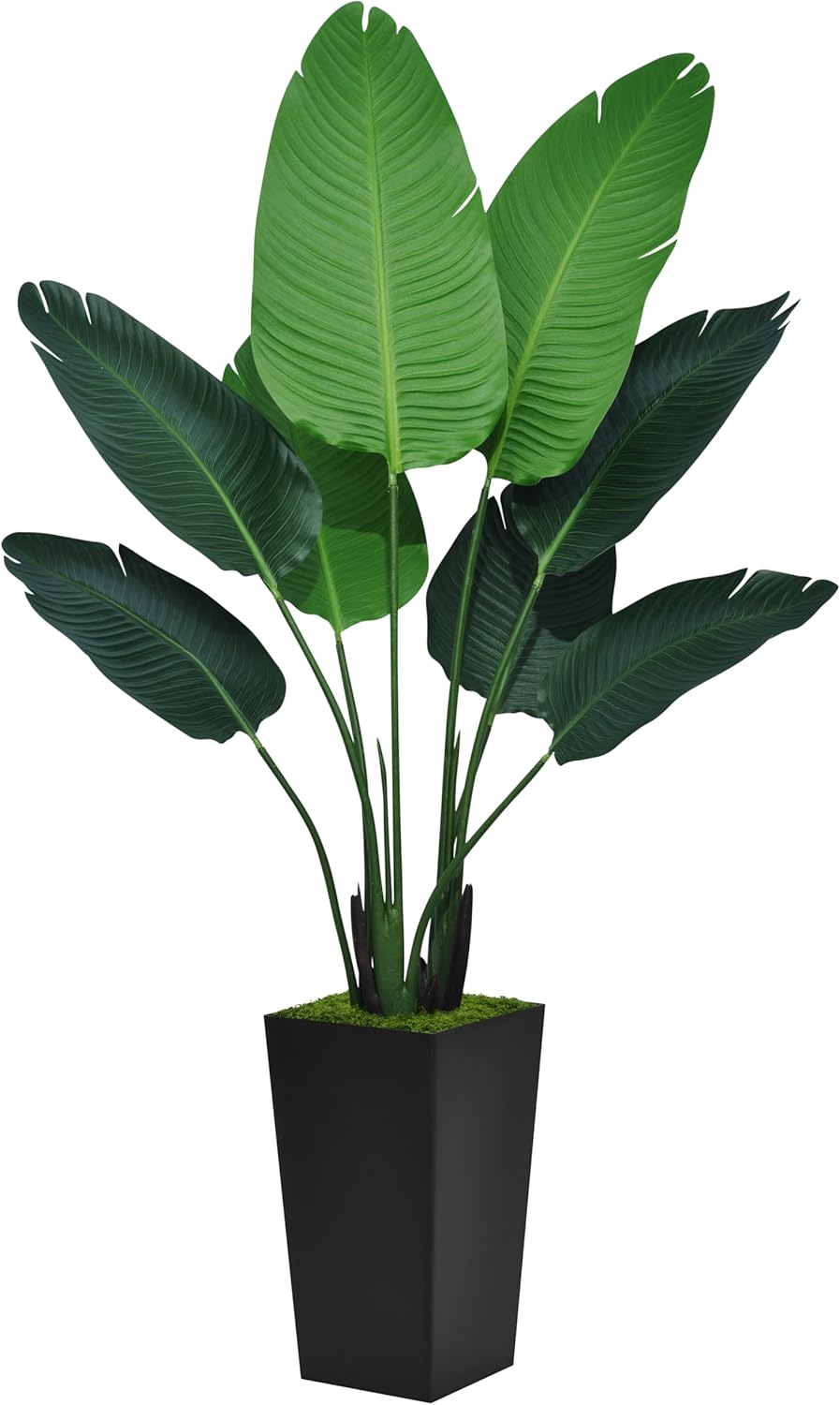 Bird of Paradise – Planta artificial de 5 pies, palmera tropical sintética con maceta alta negra, planta falsa en maceta, árbol de seda artificial