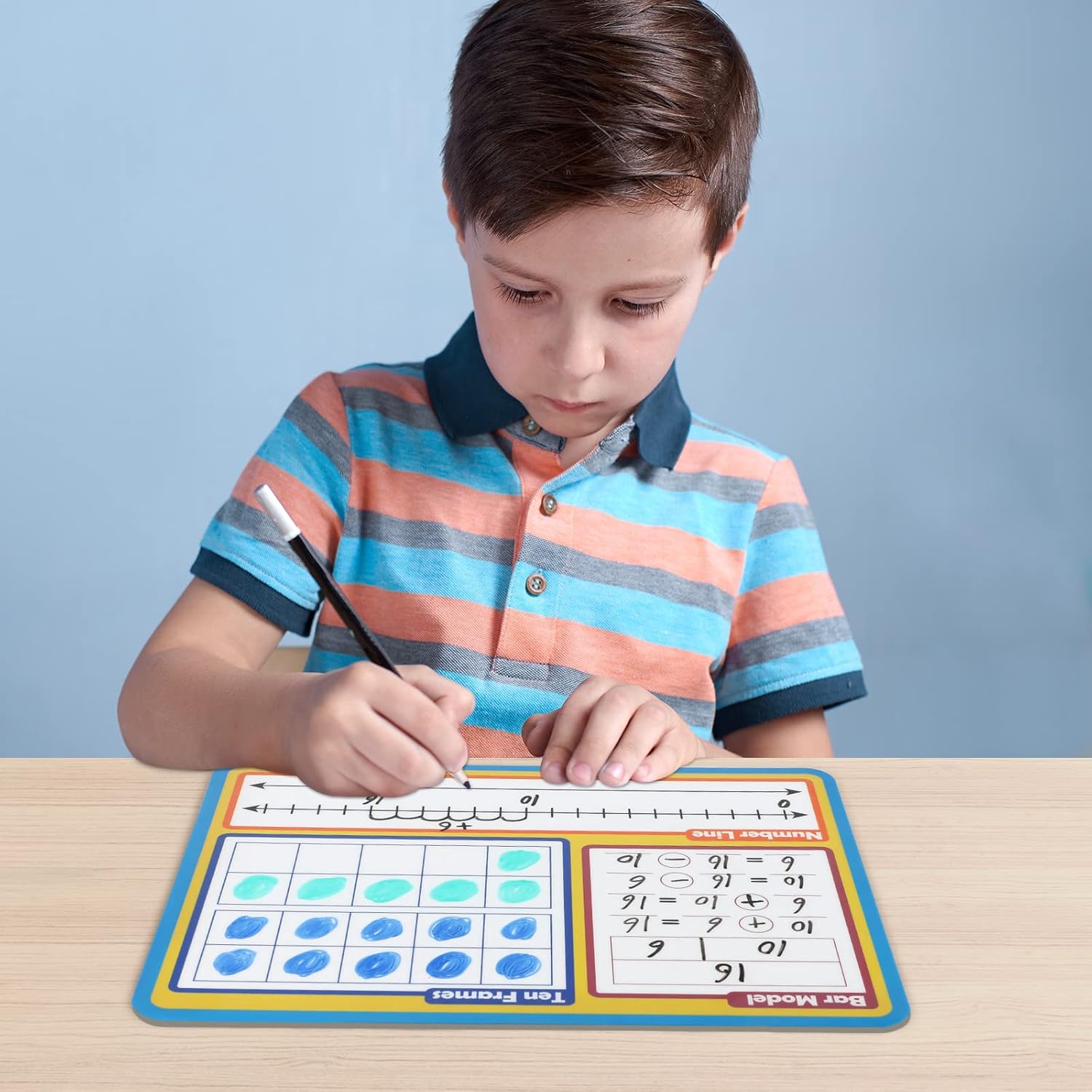 Pizarra blanca de borrado en seco, 9 x 12 pulgadas, tabla de números 120 de doble cara, pizarra blanca de manipulación matemática para niños,