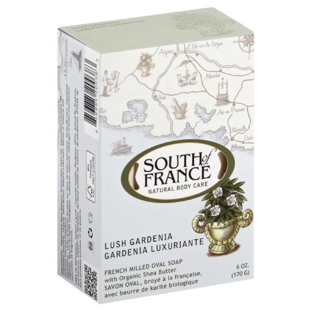 South Of France Milled Bar Soap, Gardenia, 6 onzas (6 onzas (paquete de 8))