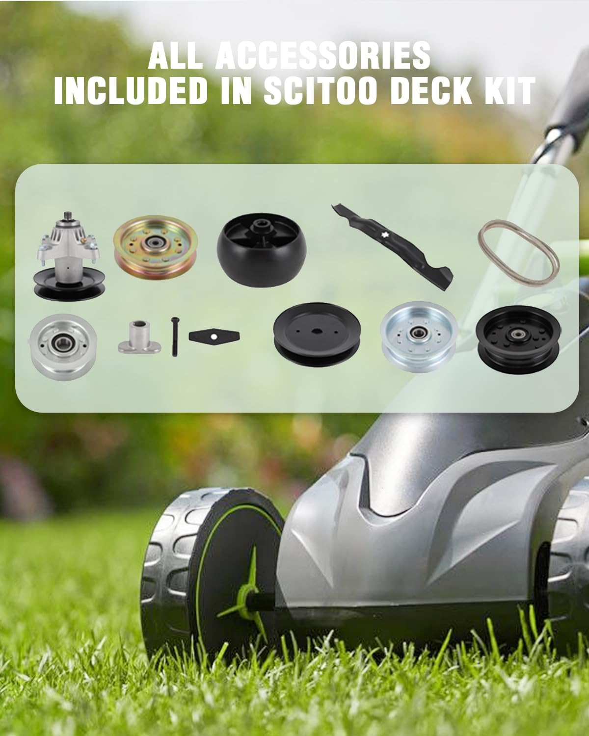 SCITOO Kit de reconstrucción de cubierta, kit de reconstrucción de 42 piezas de cortacésped compatible con John Deere 42 Deck GY20995 L100, L108,