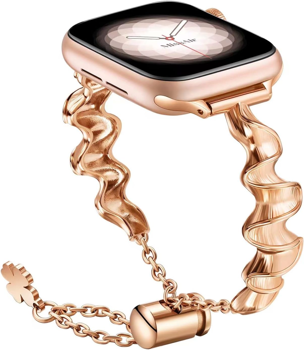 Correa de acero inoxidable con borla para Apple Watch Band de 1.496 in 1.575 in 1.614 in 1.654 in 1.732 in 1.772 in 1.929 in, correa de metal de