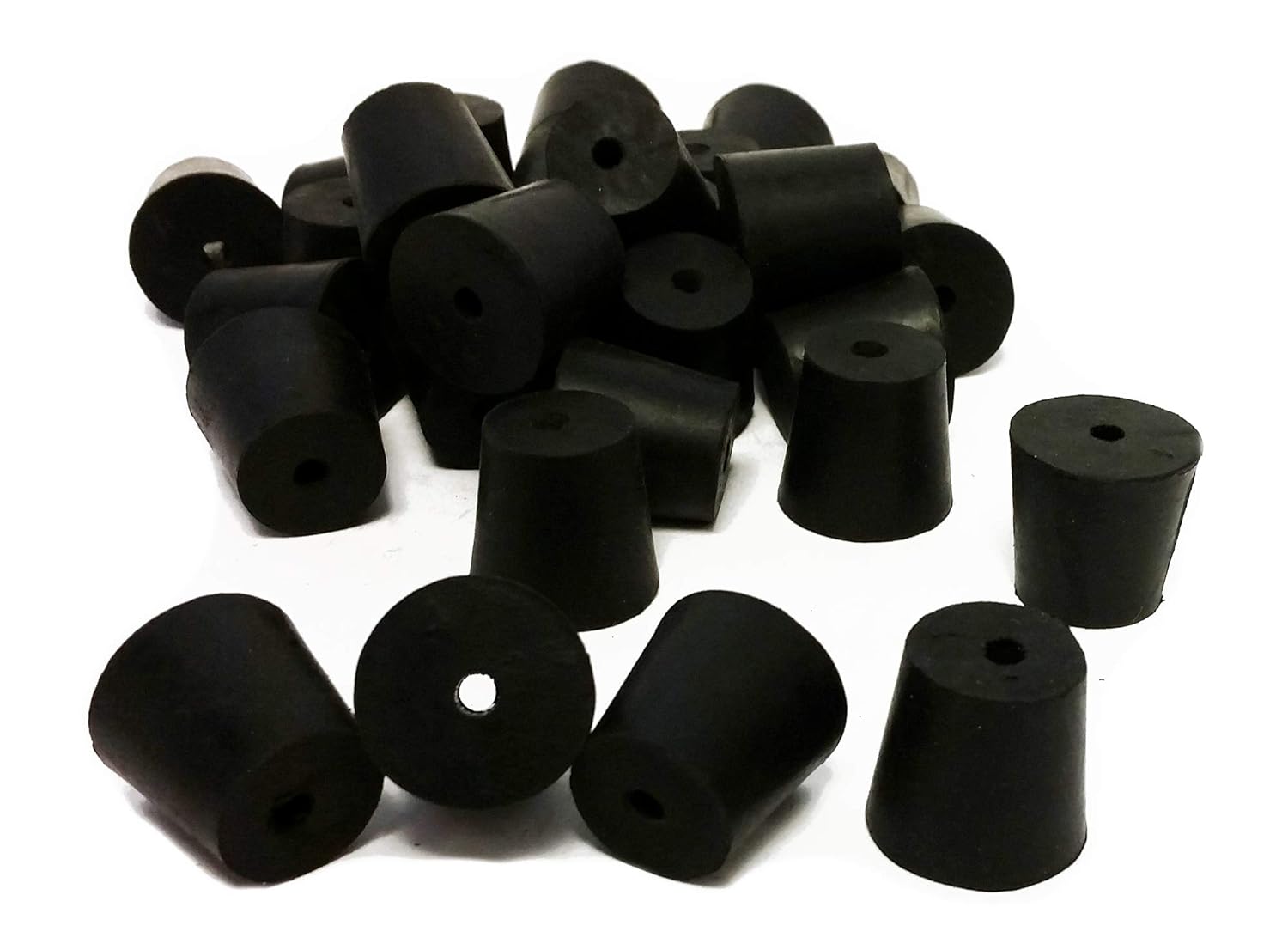 GSC International Tapones de goma RS-4-1, tamaño 4, perforado de 1 agujero (paquete de 1 libra), color negro