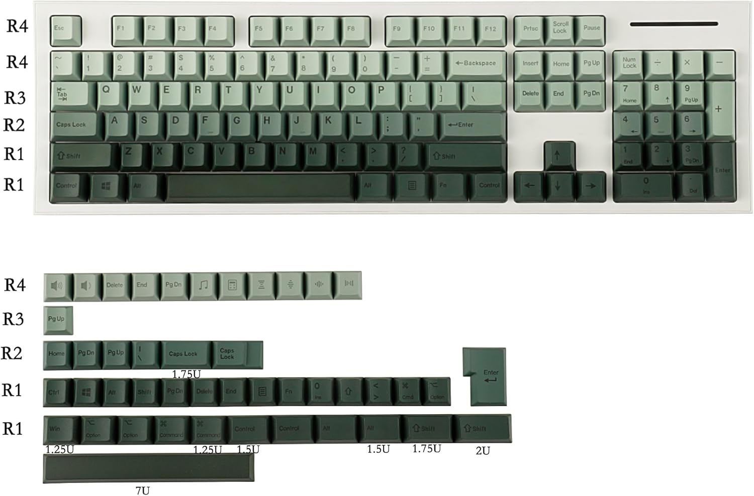 Teclas de gradiente PBT de 0.067 in de grosor, color cerezo, tinte Sub Mac, teclado para teclado ANSI ISO 104 TKL GK61 96 75 GMMK NCR80 Mx