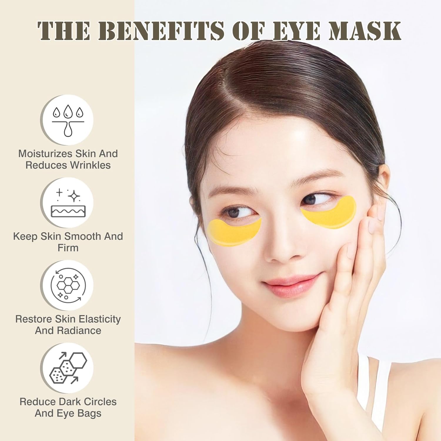 Parches debajo de los ojos para ojeras y ojos hinchados, (60 unidades de oro de 24 quilates), máscaras para el cuidado de la piel, parches