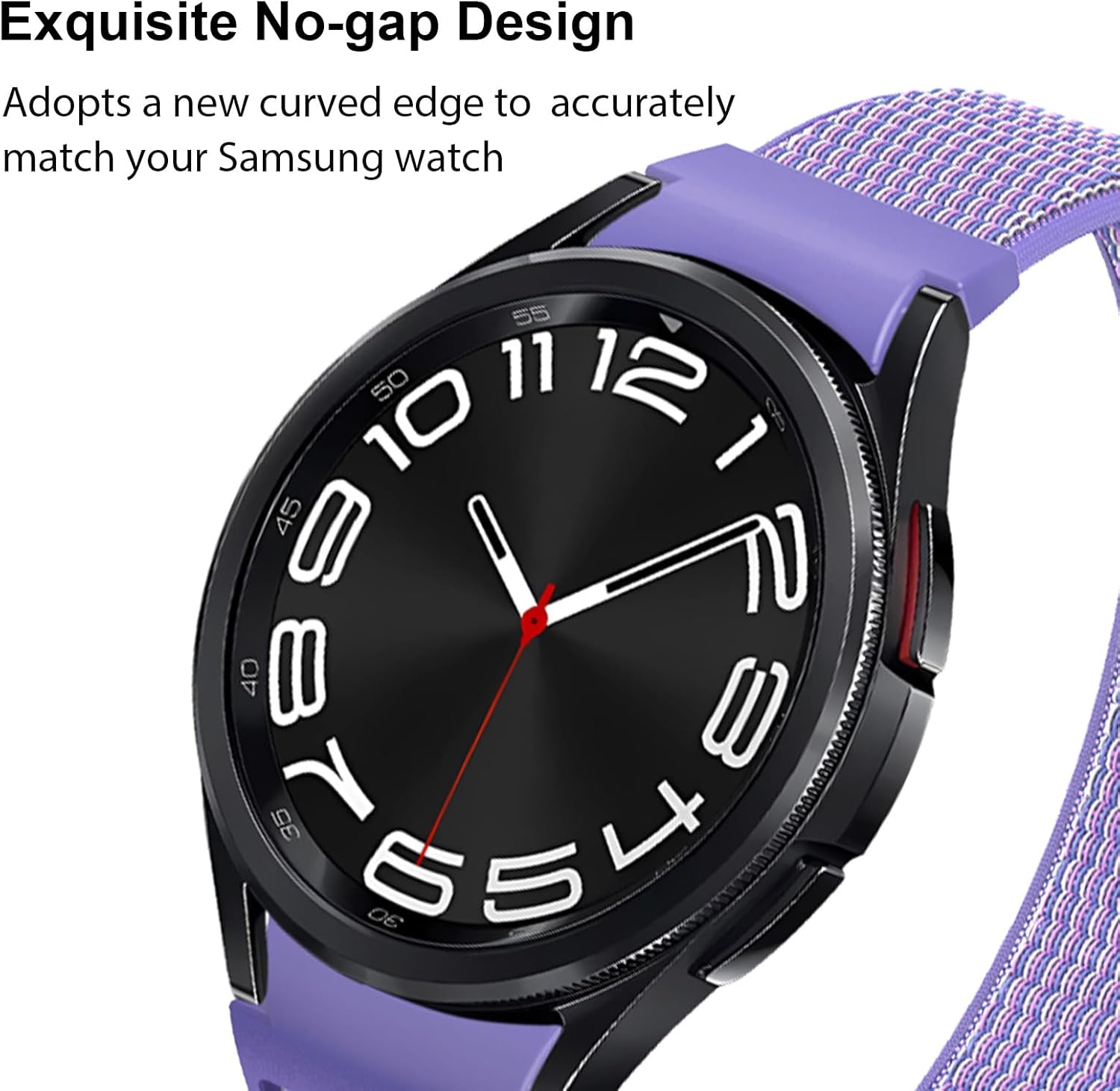 One Click – Correa de nailon sin brecha compatible con Samsung Galaxy Watch 6 5 4 1.575 in 1.732 inGalaxy Watch 6 Classic Band 1.850 in 1.693
