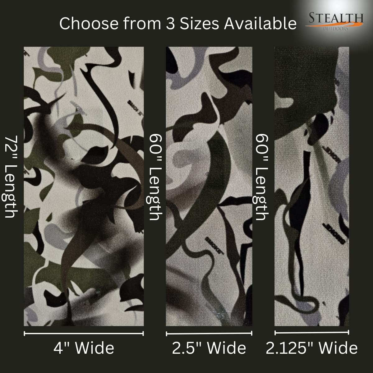 Cinta silenciadora Smoke Camo  Tela silenciadora autoadhesiva  Ideal para silenciar todo tu equipo de caza de metal y accesorios  (rollo de 2.125 x