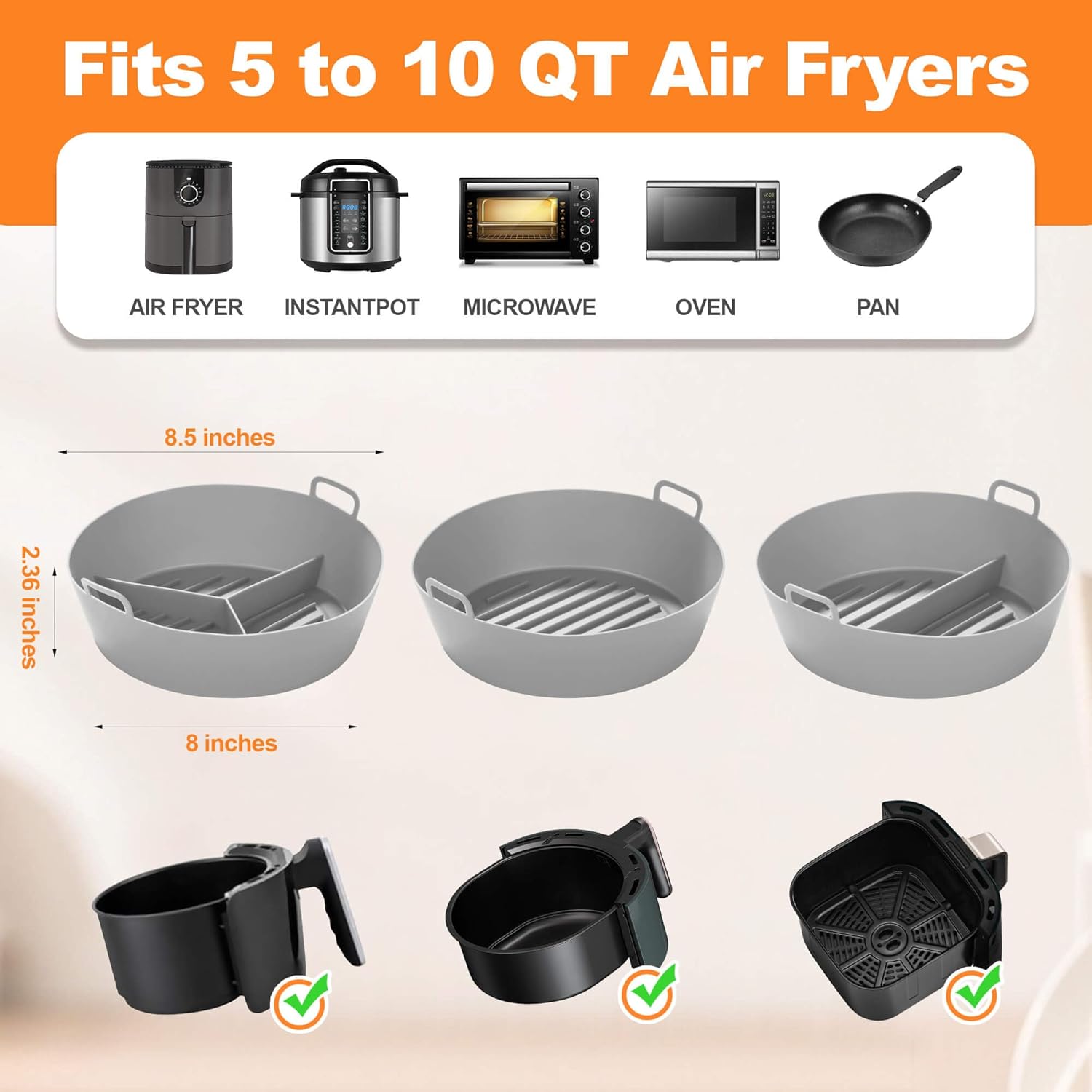 3 paquetes de forros de silicona para freidora de aire con divisores y guantes de horno gratis. Forros para freidora de aire ninja. Forros de papel
