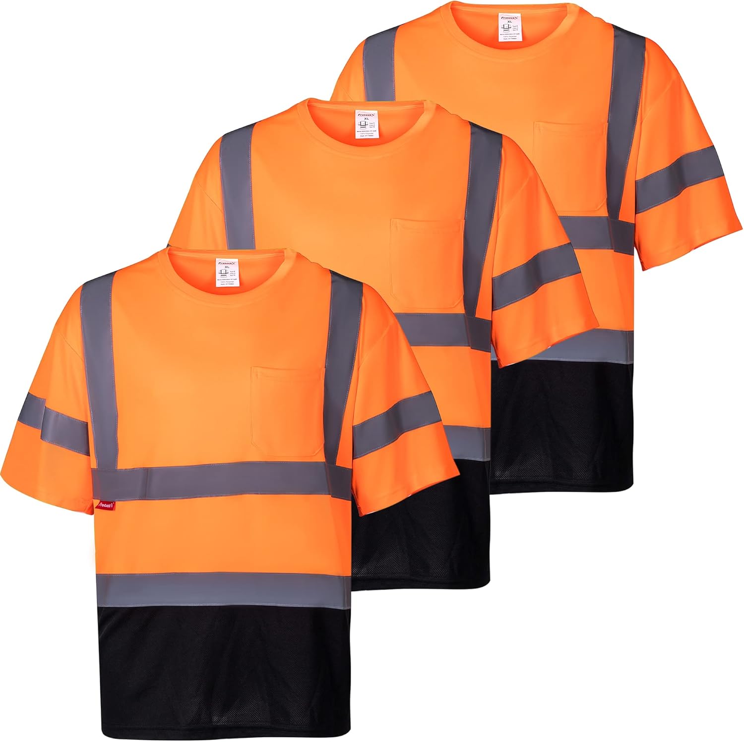 ProtectX Camiseta de seguridad reflectante de manga corta de alta visibilidad, camisas de alta visibilidad transpirables resistentes para hombre,
