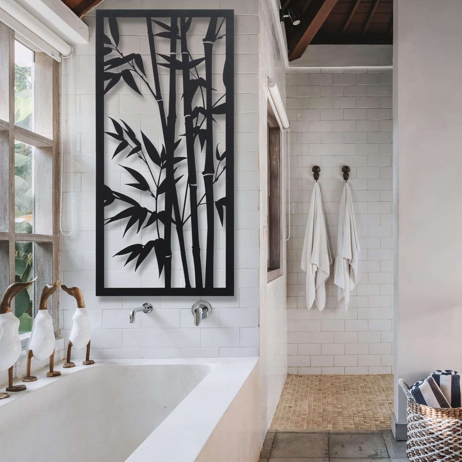 Arte de pared de metal, decoración de pared de metal con árboles de bambú, bosque de bambú, decoración moderna única para el hogar, decoración de