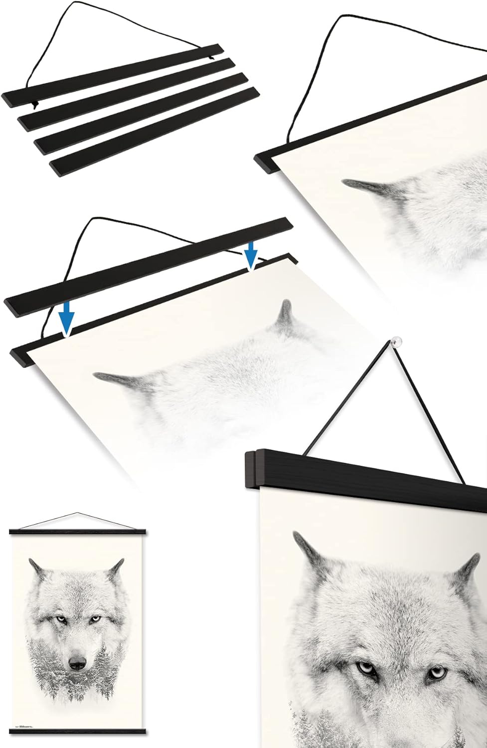 Trends International Disney Wish – Póster de collage 2 (Asha & Star), 22.37 x 34.00 pulgadas, paquete de impresión y colgador negro
