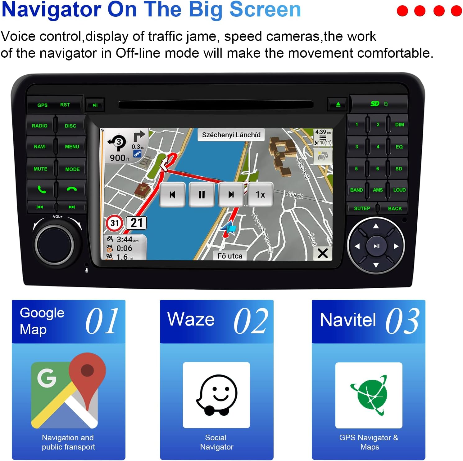 Android 12 Radio de coche estéreo navegación GPS para Mercedes Benz GL ML clase W164 X164 ML350 ML450 GL320 GL450 GL450 doble DIN HD pantalla