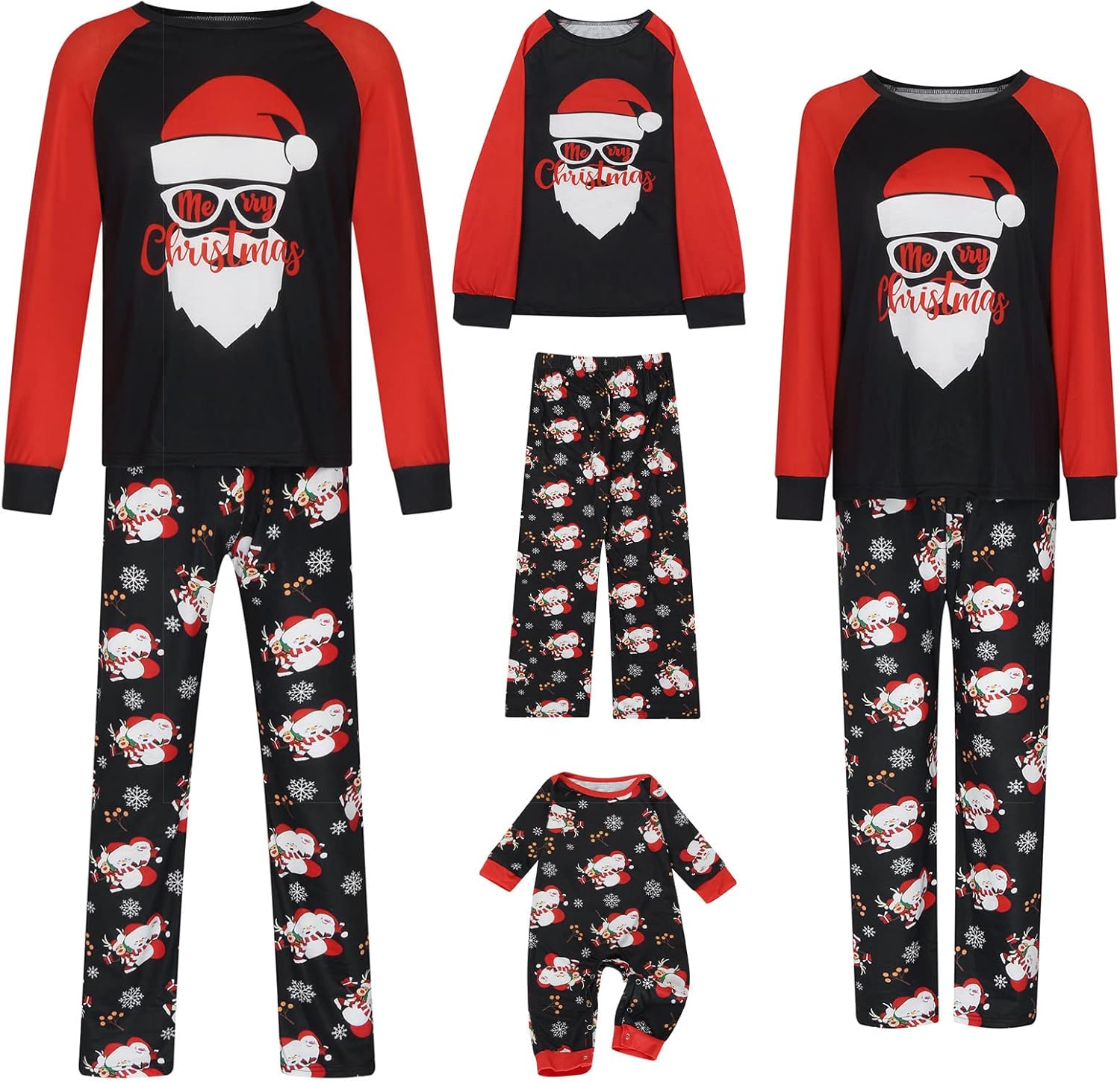 JEGULV Pijamas de Navidad para la familia de 4, conjunto de pijamas familiares de Navidad, pijamas familiares a cuadros rojos y verdes