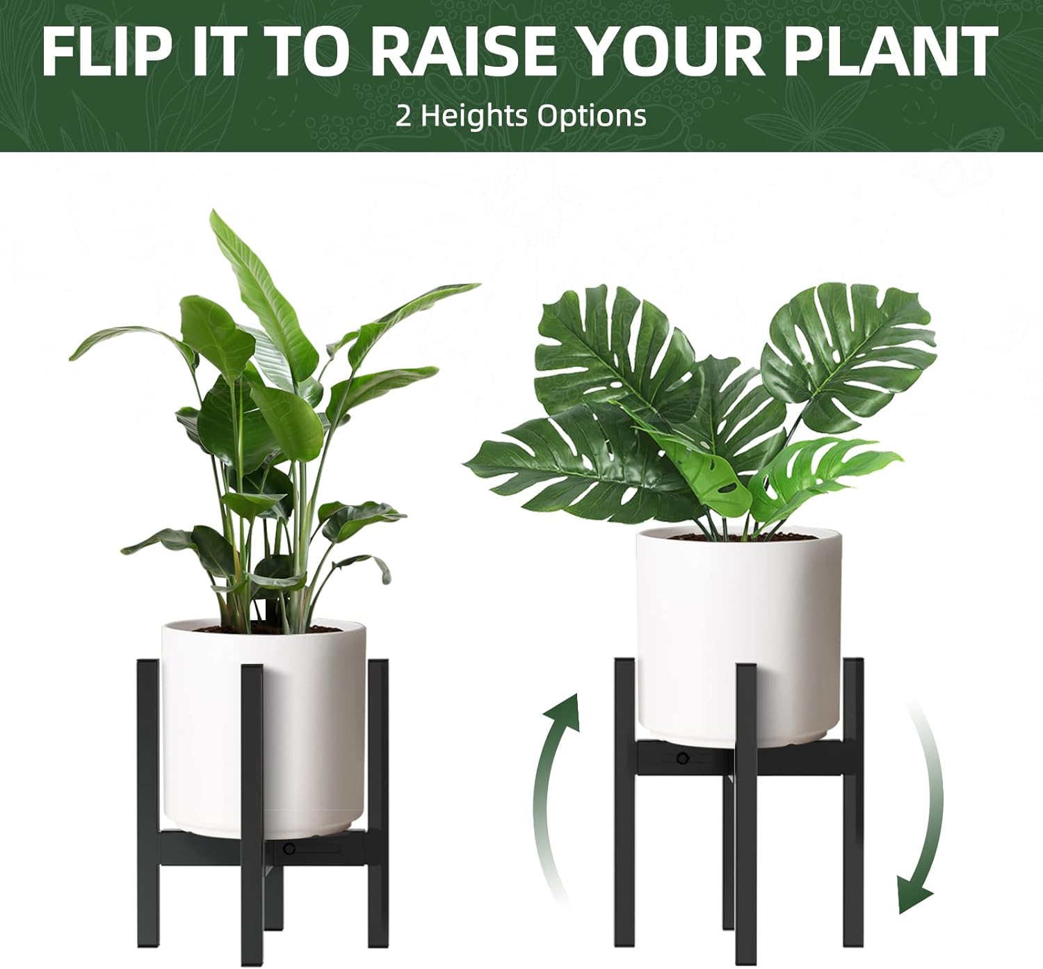 ZMTECH Soporte ajustable para plantas de 9 a 14 pulgadas, soporte de metal moderno de mediados de siglo, soporte para plantas de interior y exterior