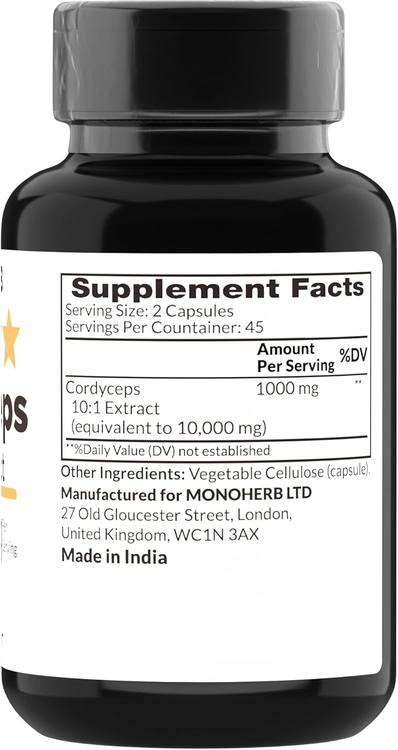 Cordyceps Extracto 1000 mg – 90 Cápsulas Vegetarianas