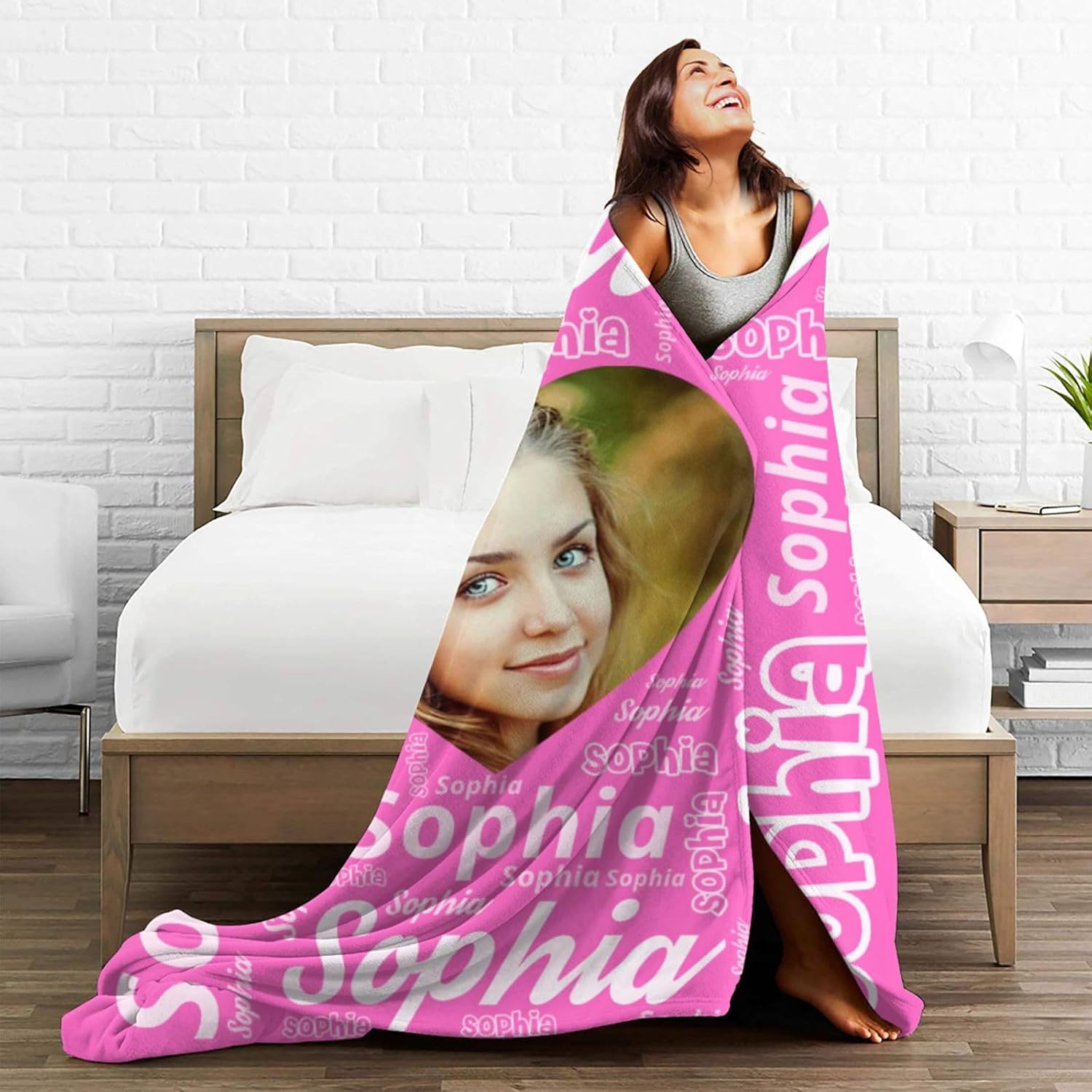 Manta personalizada para niños, manta con nombre personalizado con foto y imagen, regalos de cumpleaños personalizados para hombres, mujeres, novio,