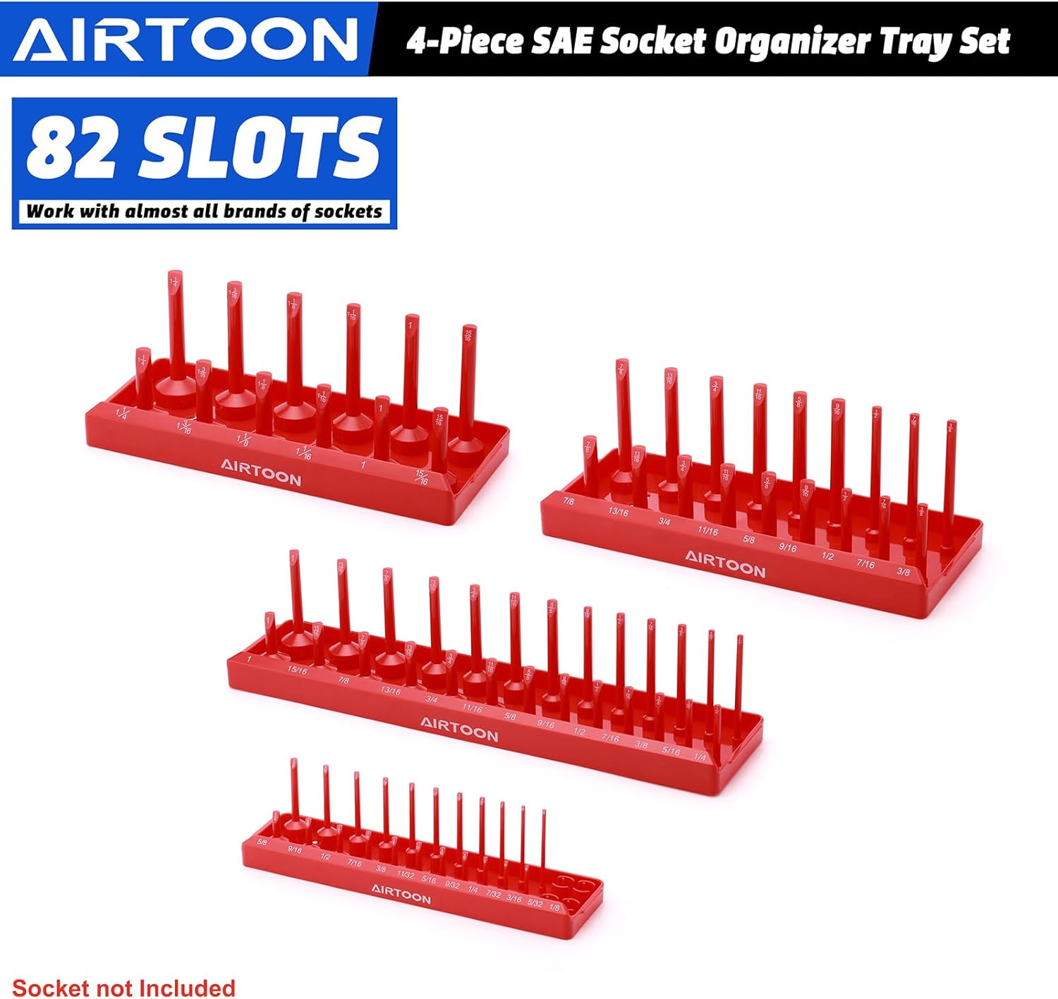 AIRTOON Bandejas organizadoras de enchufes de 4 piezas, juego de bandejas de enchufes SAE, 14 pulgadas, 38 pulgadas y 12 pulgadas de profundidad y