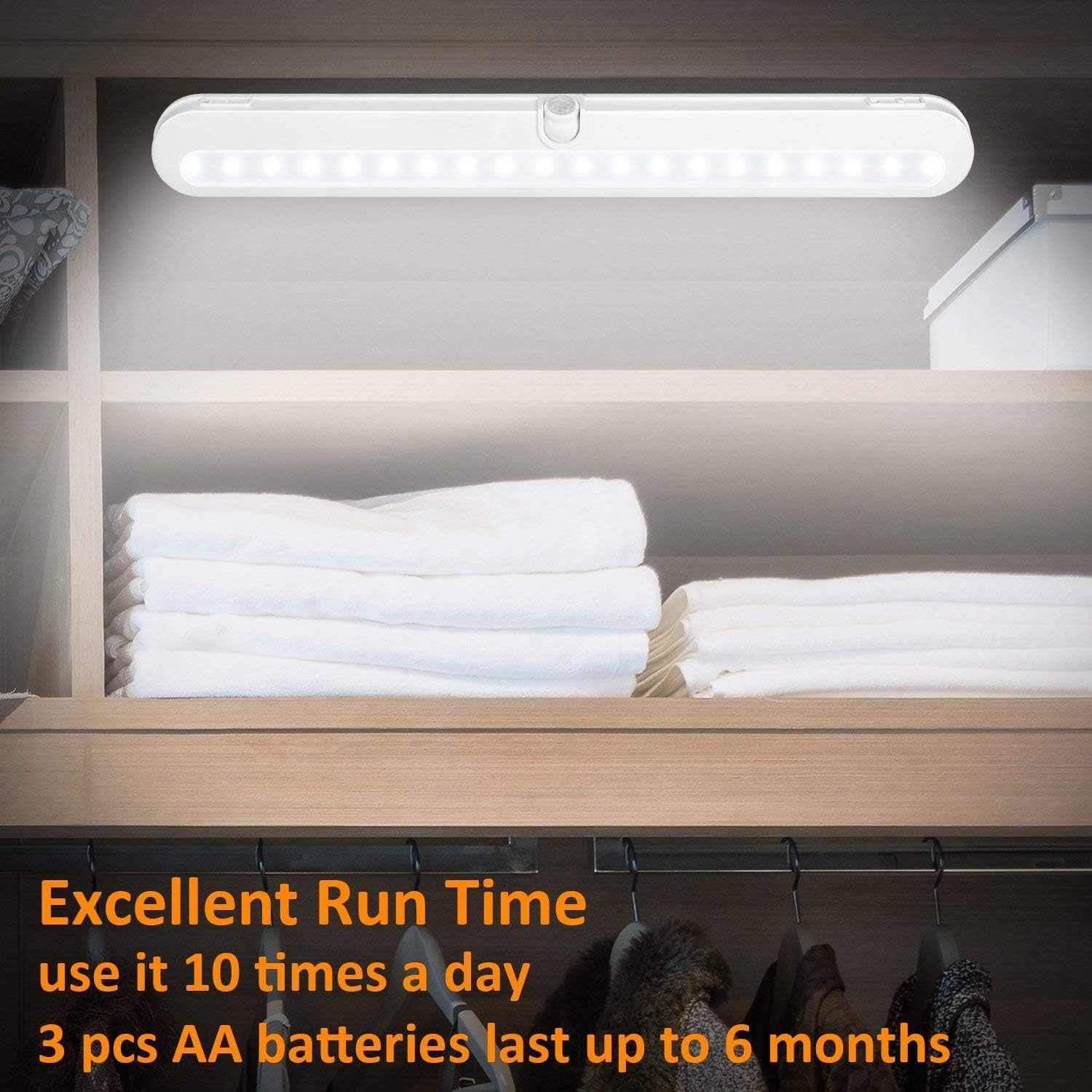 Luces de armario a pilas, luces LED con sensor de movimiento, luces para interiores debajo del gabinete, luces debajo del mostrador para cocina, 3