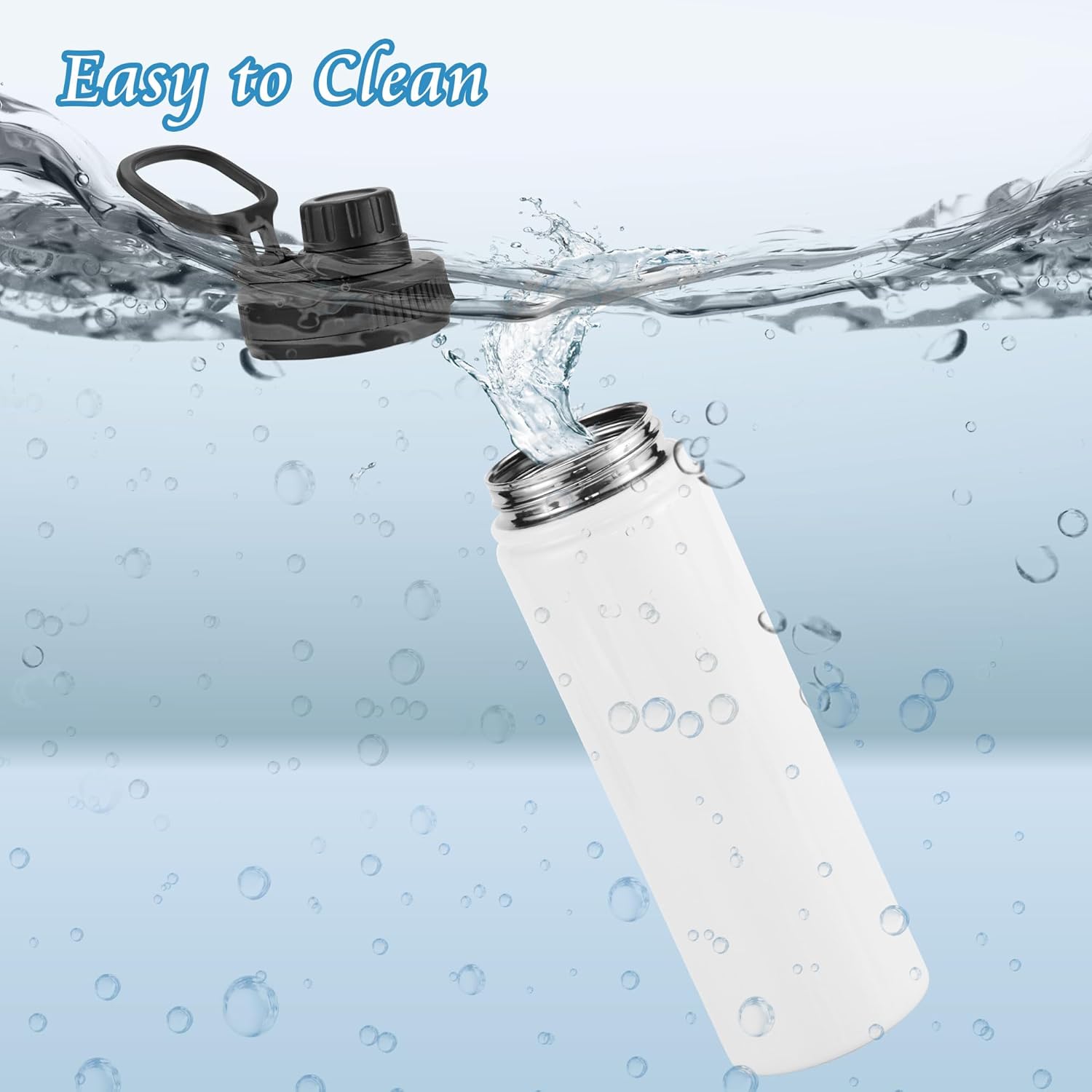 Botella de agua de sublimación en blanco con asa y tapa de boquilla, paquete de 6, botellas de agua personalizadas de 24 onzas, a granel, acero