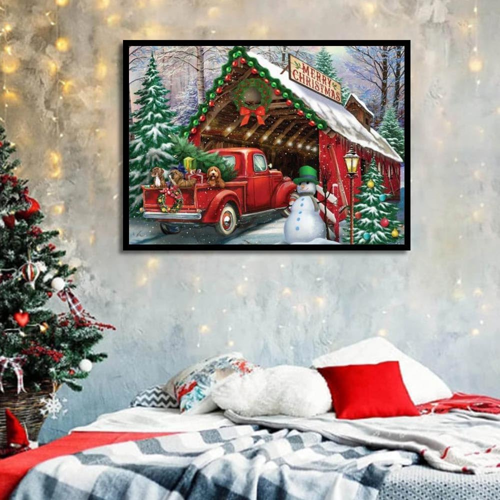LWZAYS Kits de pintura de diamantes de Navidad 5D, kits de arte de diamantes para adultos, pintura de Navidad con gemas de diamantes, pinturas de