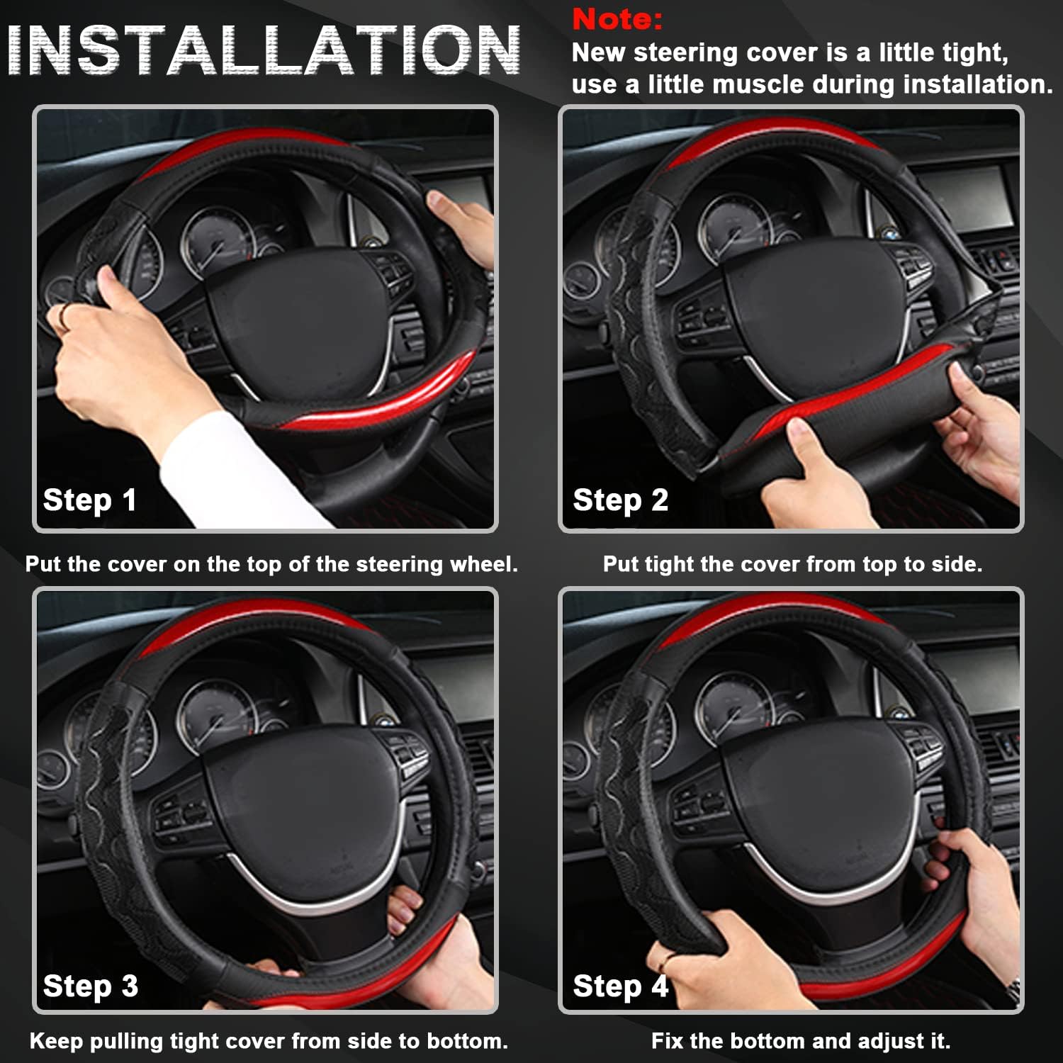 GIANT PANDA Funda de volante para Toyota Tacoma 4Runner Tundra Sequoia, cubierta de volante de automóvil para grandes 15.5-16 pulgadas, color azul