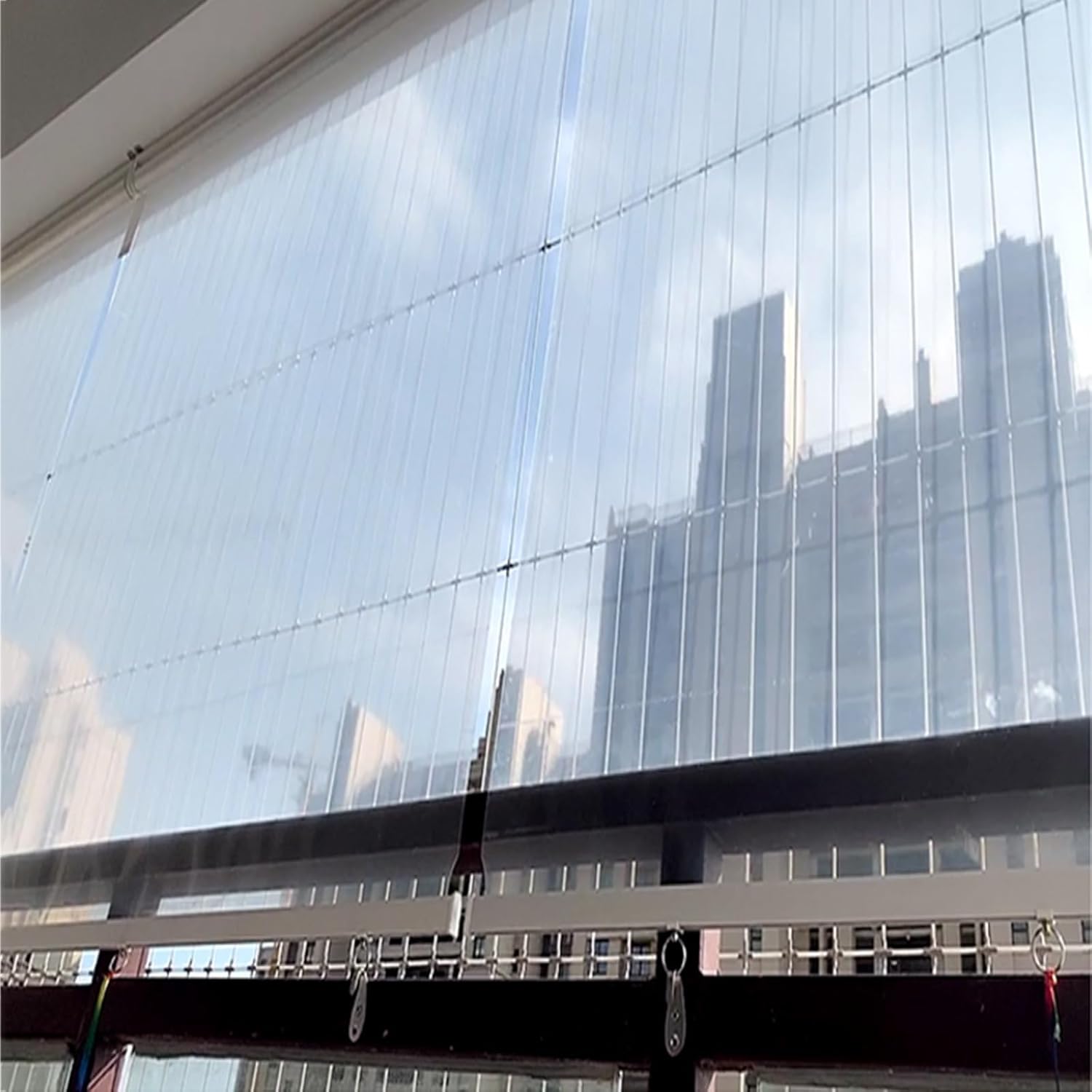 Persianas enrollables transparentes impermeables, cortina de plástico resistente al viento, pantalla de privacidad transparente para balcón, cortina