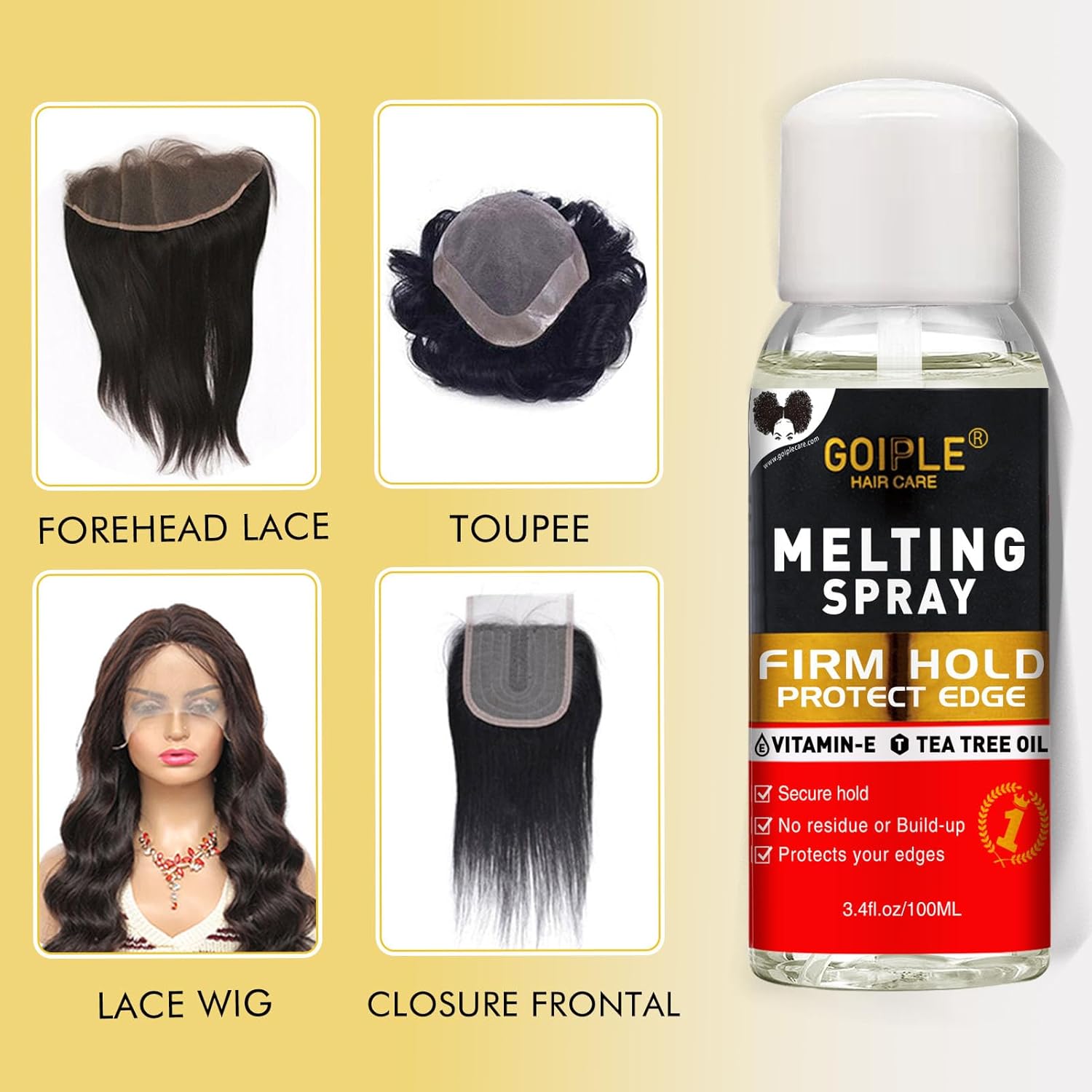Pegamento de encaje para pelucas de encaje frontal, adhesivo de peluca para extensiones de pelucas, spray de fusión de encaje para pelucas de