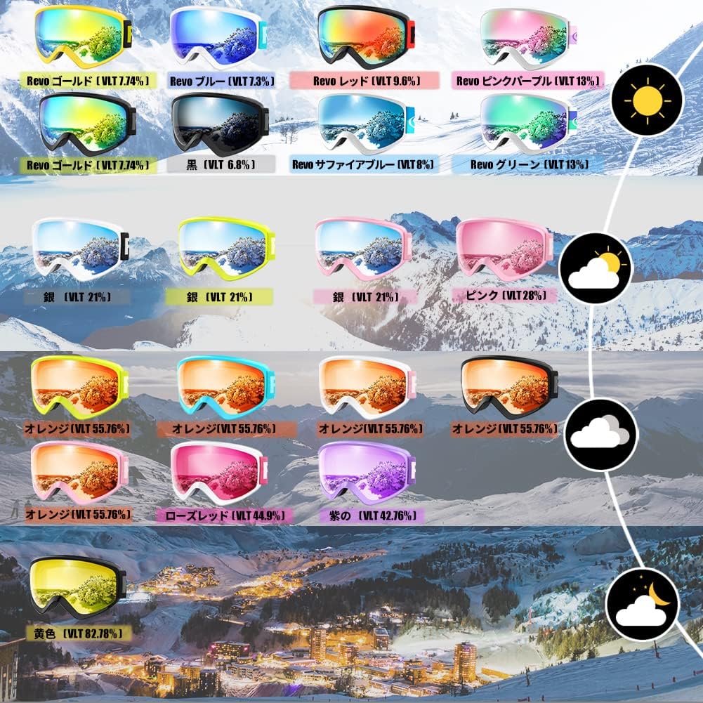findway Gafas de esquí para niños y niñas, jóvenes, OTG antivaho sobre gafas de nieve y snowboard