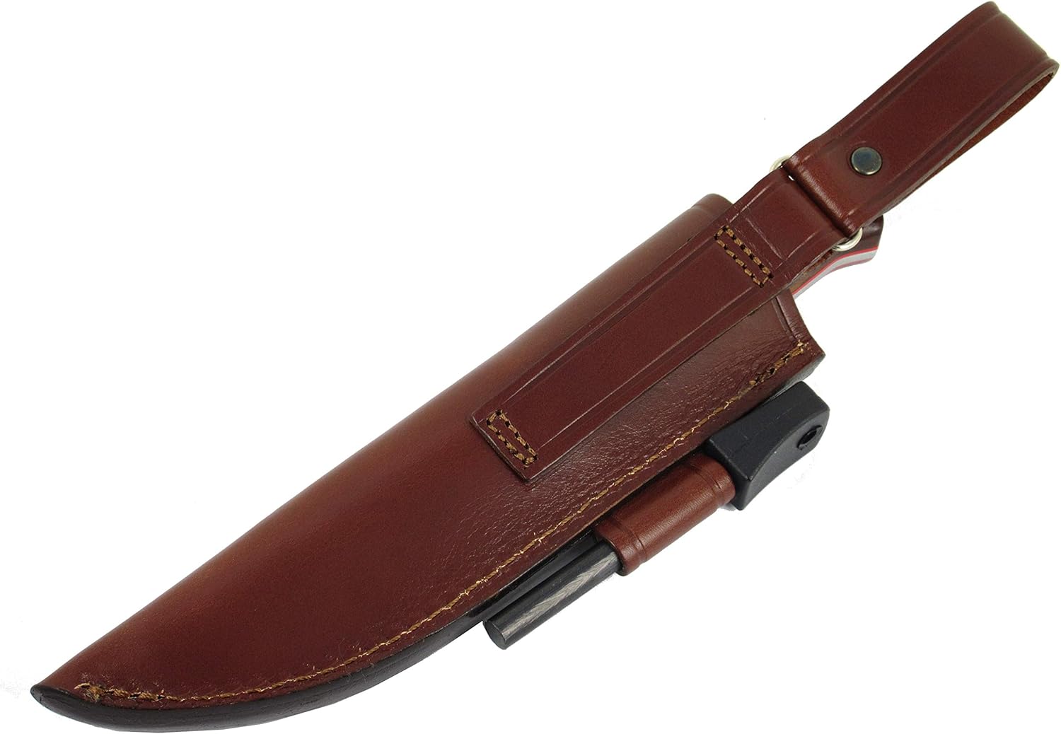 JEO-TEC N18 Bushcraft Survival Hunting – Cuchillo táctico de hoja fija, 9 pulgadas en total, mango de madera de cocobolo, funda de cuero +