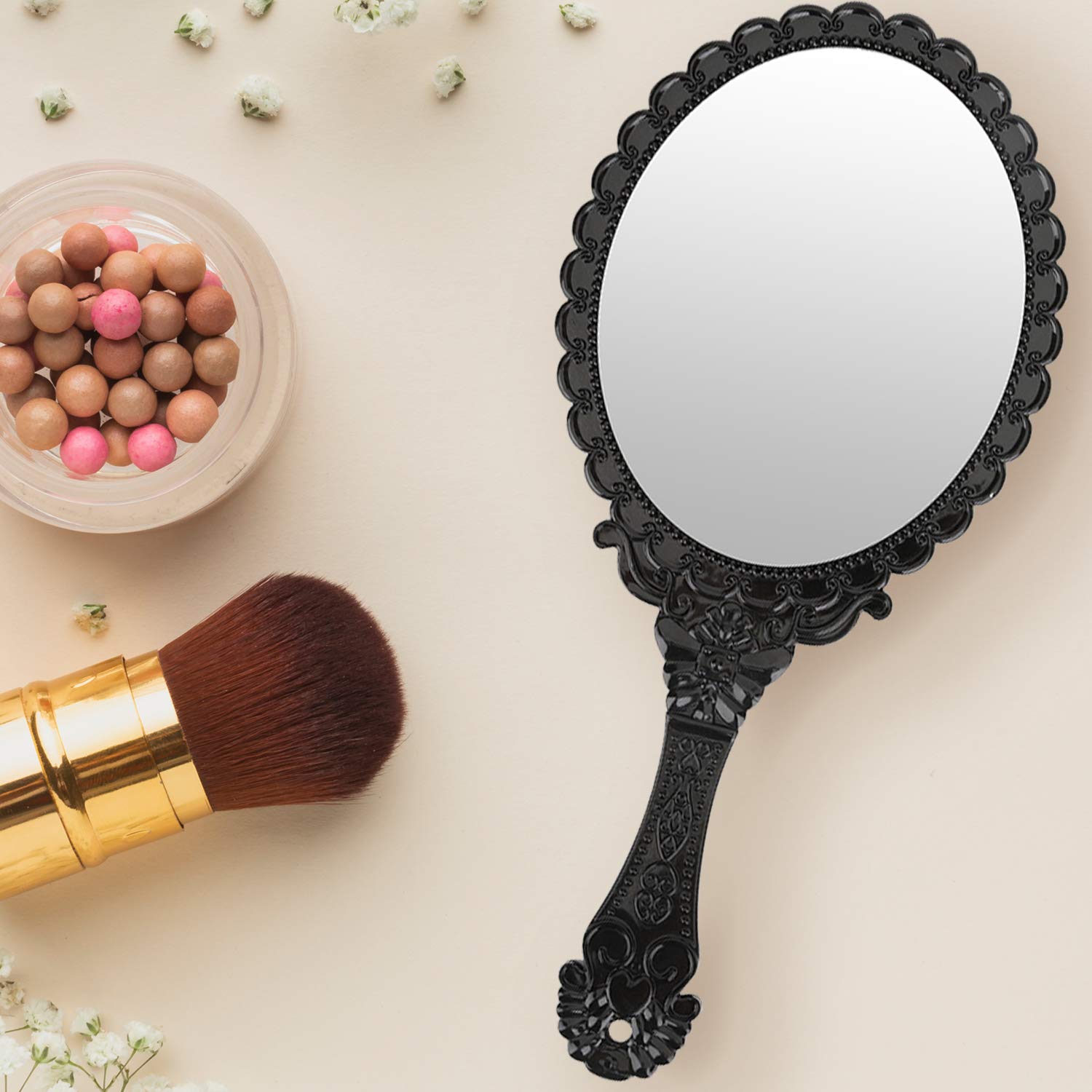 YUSONG Espejo de mano con asa, espejos de mano compactos de maquillaje, pequeños espejos vintage para bolso, paquete de mano, mini espejos para