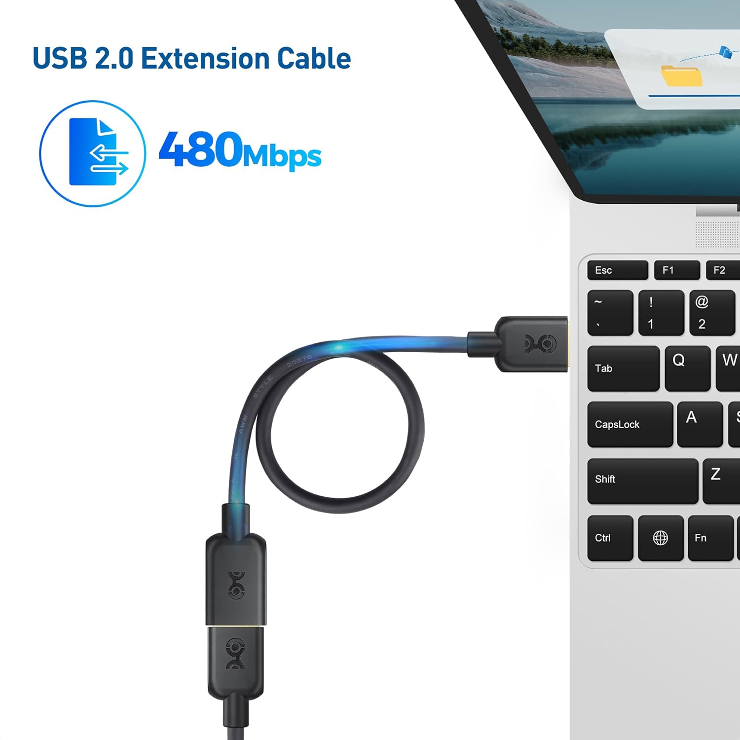 Cable Matters Paquete de 3 cables de extensión USB cortos de 3 pies, cable extensor USB macho a hembra, cable de extensión USB2.0, 480 Mbps, color