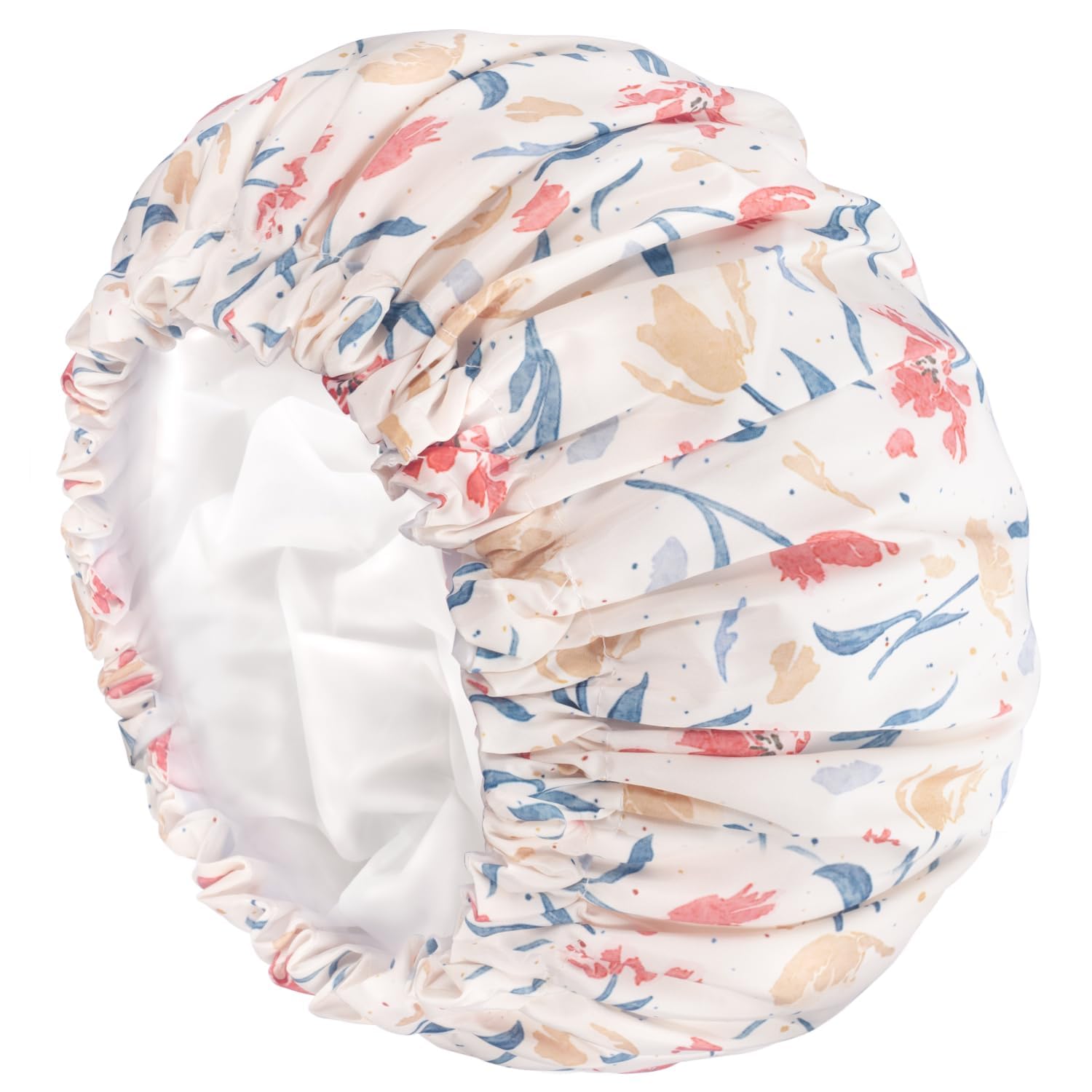 Aquior Gorro de ducha impermeable de doble capa para mujer, gorro de ducha grande reutilizable para todas las longitudes de cabello con forro de