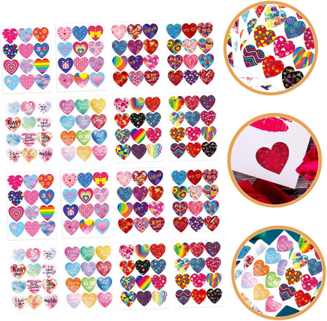 STOBOK 32 Sheets Heart Envelope Sticker Heart Stickers Colorful Heart Labels Valentines Day Stickers Gay Pride Gift Stickers Adhesive Envelop