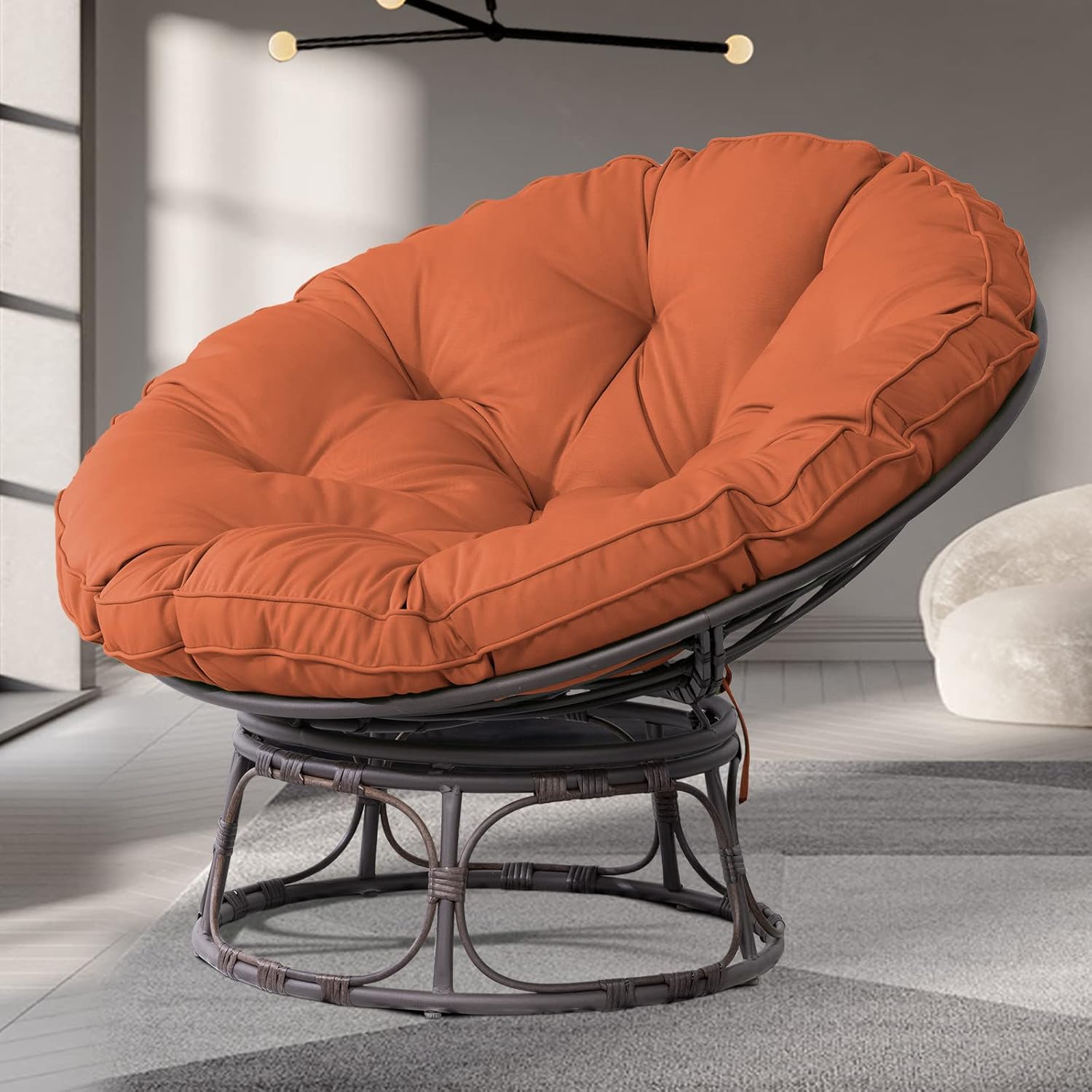 Papasan – Silla Papasan de tamaño grande de 46 pulgadas con cojín y marco sobrerelleno, silla Papasan gruesa con cojín y marco, silla perezosa,