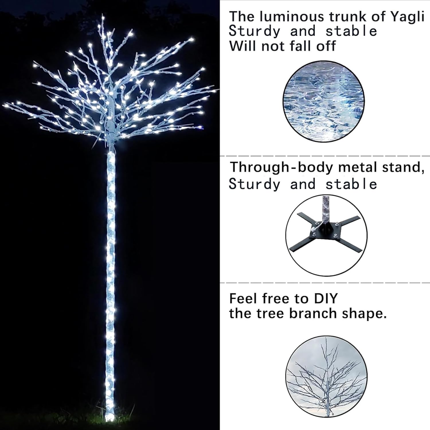Fairyrain Luces de árbol de abedul iluminadas de 8 pies, luces artificiales de Navidad adecuadas para Halloween, hogar, fiesta, boda, césped, patio,