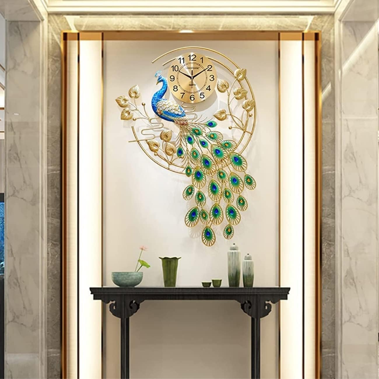 Reloj de pared para decoración de sala de estar, reloj de pared con diamantes de cristal, silencioso, sin tictac, reloj de pared de metal con forma