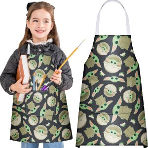 Akkya Delantales de cocina para niños pequeños, delantal de pintura de chef con bolsillo, para hornear, arte, jardinería, bata personalizada para Akkya Delantales de cocina para niños pequeños, delantal de pintura de chef con bolsillo, para hornear, arte, jardinería, bata personalizada para