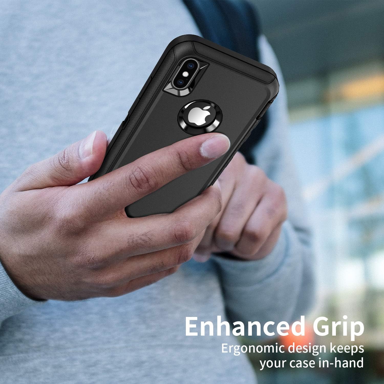 Funda para iPhone Xs Max, a prueba de golpes, protección de cuerpo completo de 3 capas sin protector de pantalla, funda rígida resistente de alto