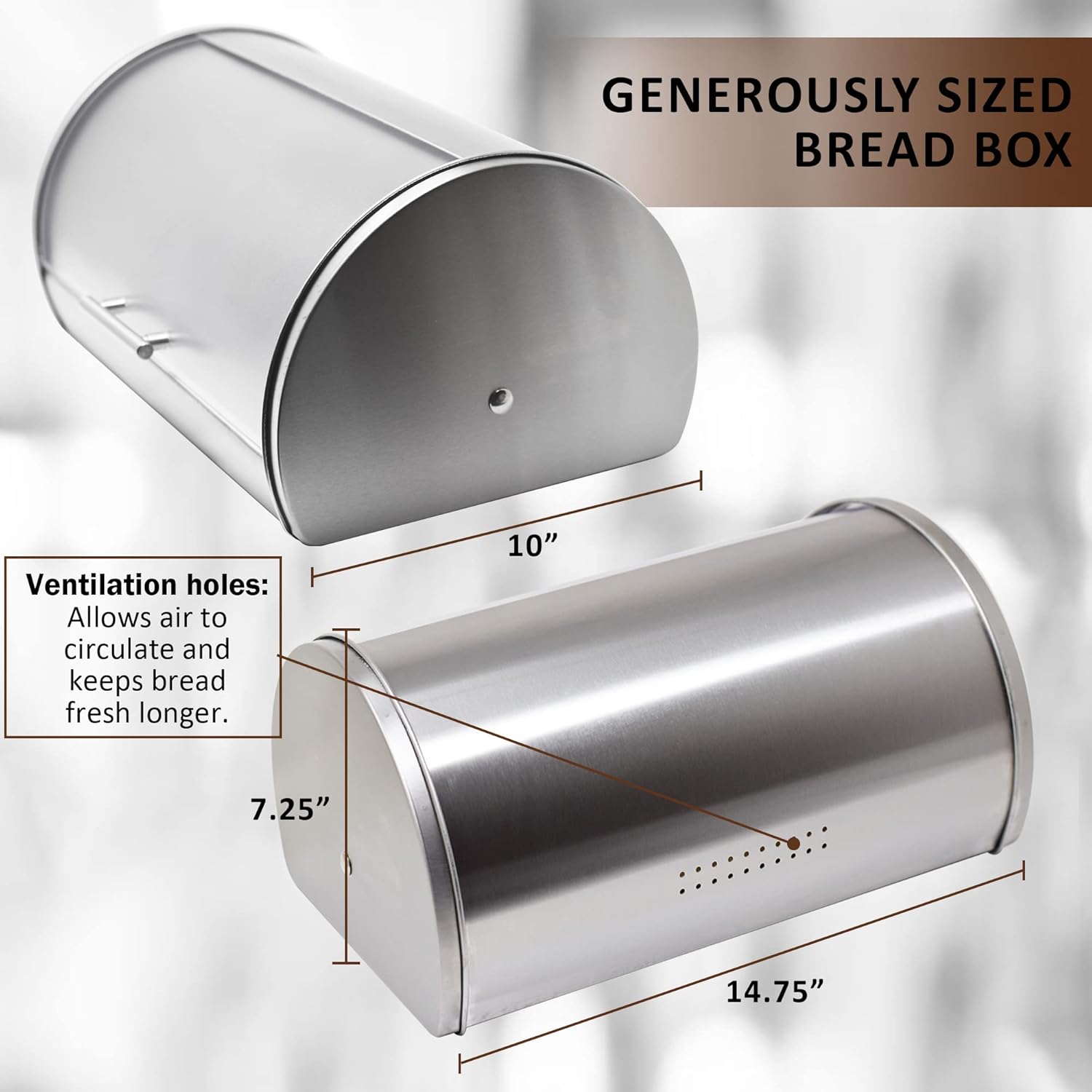 Galashield Panera para encimera de cocina  Contenedor de almacenamiento para pan  Panera de acero inoxidable con parte superior enrollable de