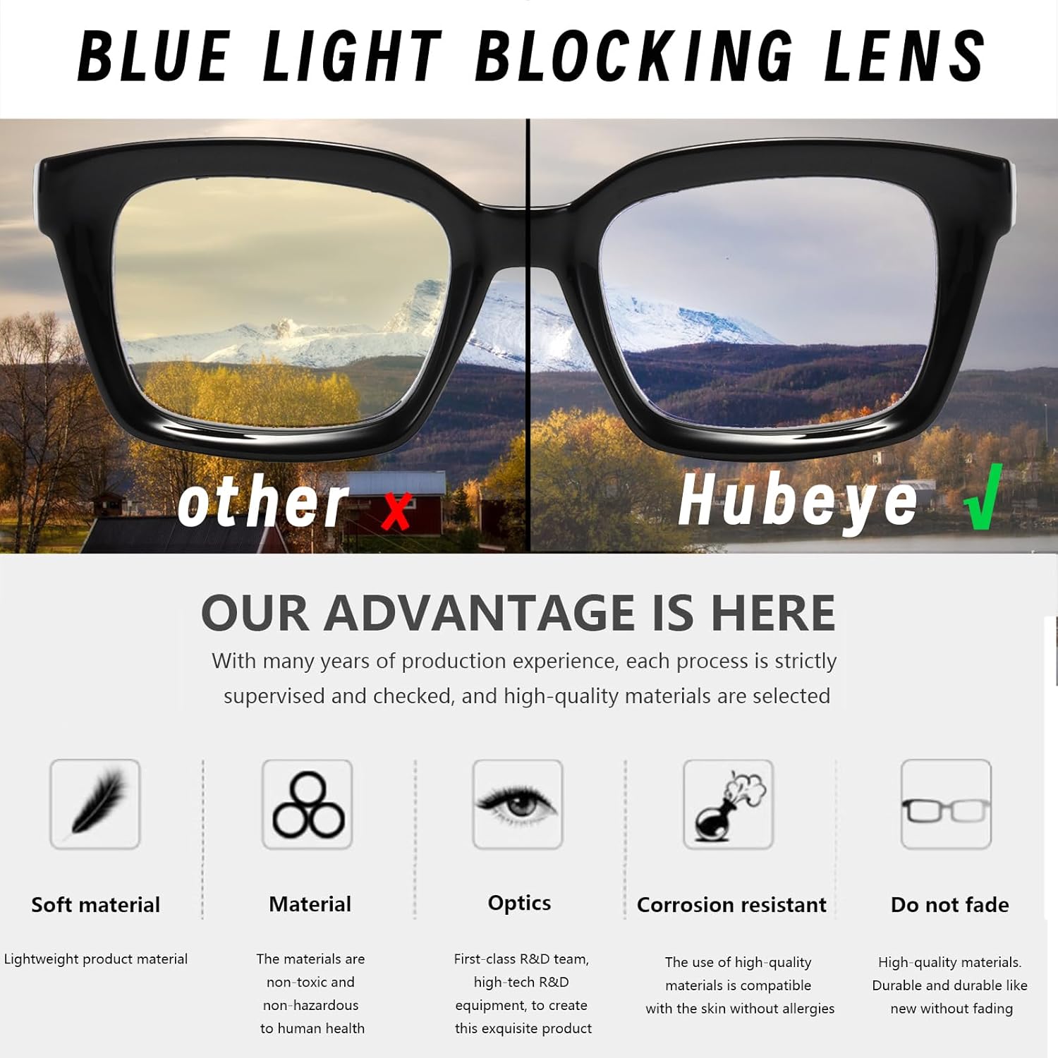 Hubeye 4 pares de lentes de lectura retro de gran tamaño con marco grande para hombres y mujeres, cuadrados, estilo Oprah, bloqueo de luz azul,