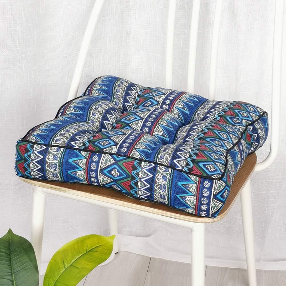 vctops Cojín cuadrado bohemio suave para silla de patio, para interiores, oficina, hogar, cocina, comedor, color azul, 16 x 16 x 4 pulgadas