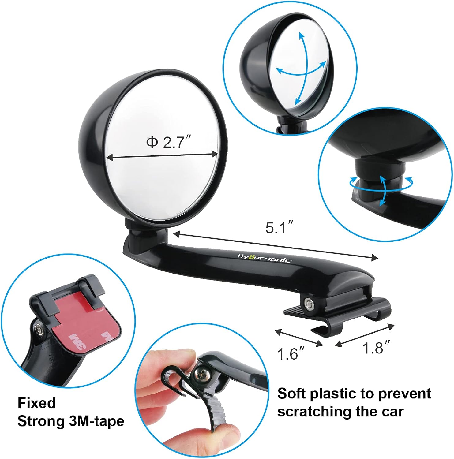 Espejo retrovisor ancho para automóvil, espejo retrovisor ajustable, espejo de punto ciego, espejos laterales exteriores para auto, espejos